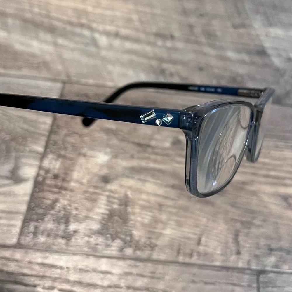 Nine West NW5187 Blue Grey Rectangular Eyeglasses FRAMES Rhinestone 51-16-135